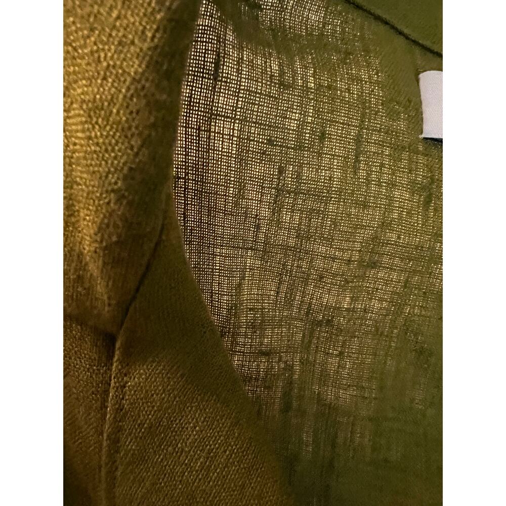 Linen 2-pc blouse pants relax fit loungewear forest green casual logenlook M - Picture 6 of 7
